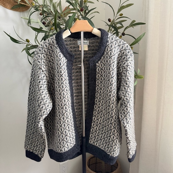 L.L. Bean Sweaters - L.L Bean Norwegian Birdseye Wool Cardigan Cabincore Gorpcore Nordic Vintage Sz M